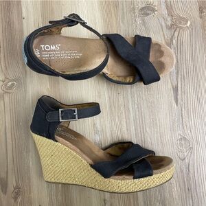 Toms Canvas Sienna Wedge Espadrille Platform Sandals